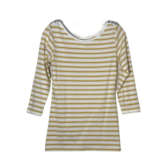 Matilda Jane Wonderful Parade Striped Sunny Boat Neck Tee Yellow White Medium - Picture 1 of 7